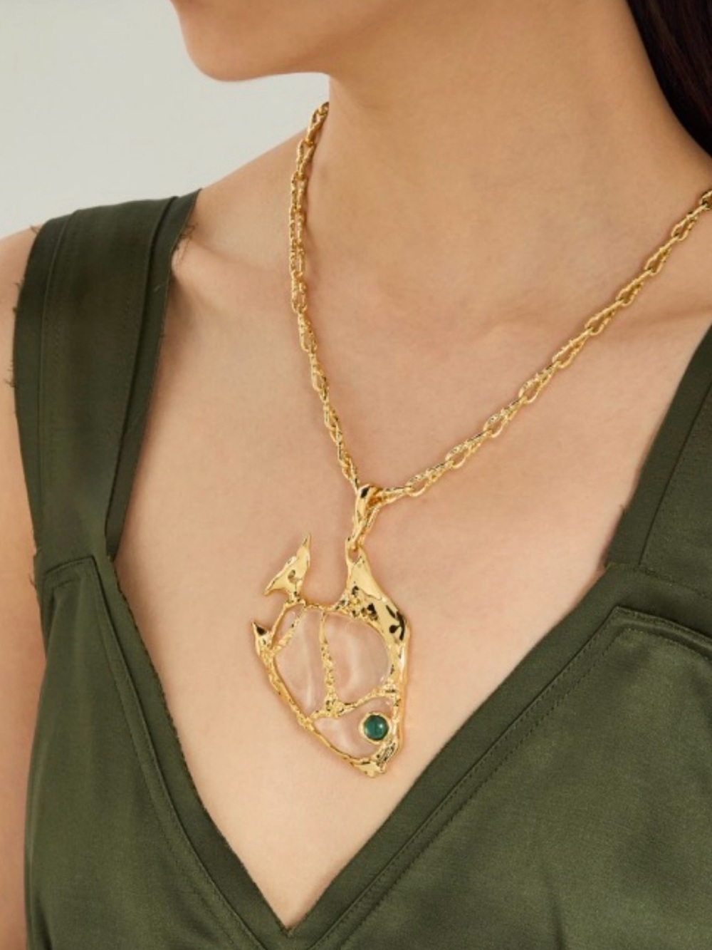 NEW Alexis Bittar Liquid Lucite Angelfish Fish Pendant Necklace JL18